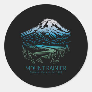 Pegatina Redonda Parque Nacional Mt. Rainier Senderismo Camping Mon