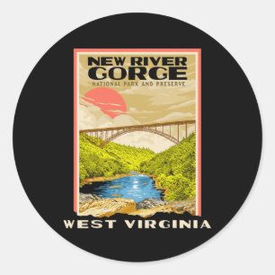 Pegatina Redonda Parque Nacional New River Gorge Virginia Occidenta