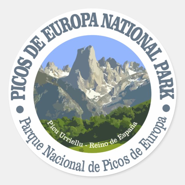 Pegatina Redonda Parque nacional Picos de Europa (Anverso)