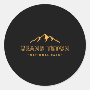 Pegatina Redonda Parque Nacional Retro Grand Teton Wyoming Est 1929