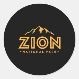 Pegatina Redonda Parque Nacional Retro Zion Utah Montaña Mujeres Ho