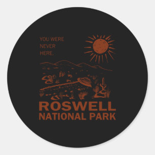 Pegatina Redonda Parque Nacional Roswell Ovni Platillo Volador Alie