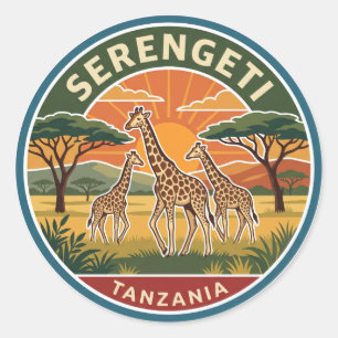 Pegatina Redonda Parque Nacional Serengeti Tanzania