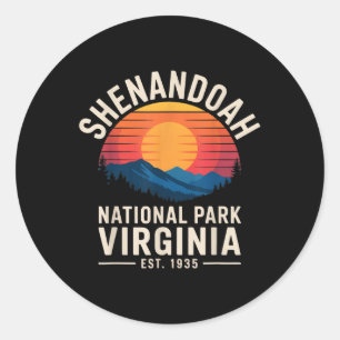 Pegatina Redonda Parque Nacional Shenandoah Montañas Virginia Sende