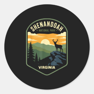 Pegatina Redonda parque nacional shenandoah virginia diseño vintage