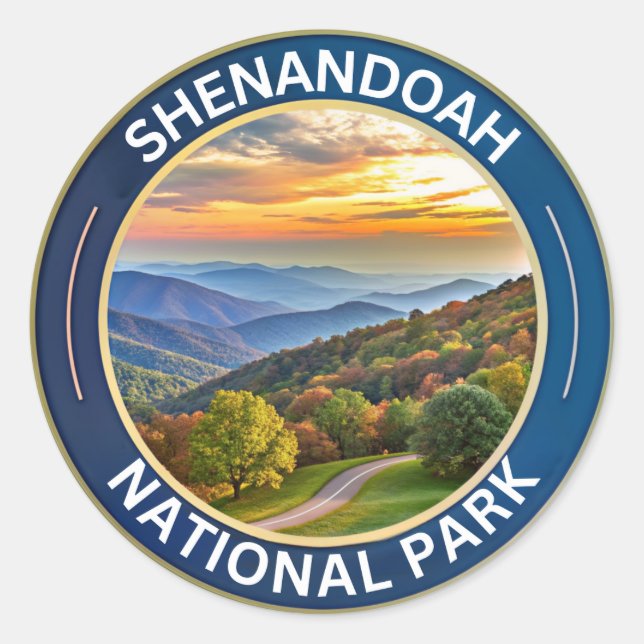 Pegatina Redonda Parque nacional Shenandoah Virginia Estados Unidos (Anverso)