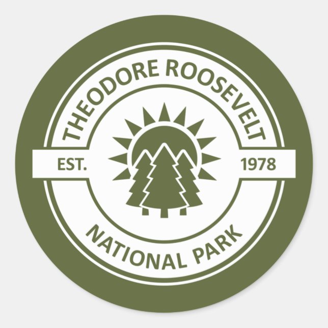 Pegatina Redonda Parque nacional Theodore Roosevelt (Anverso)
