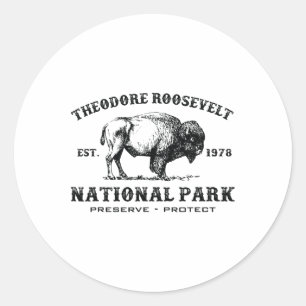 Pegatina Redonda Parque Nacional Theodore Roosevelt North Dakota Bi