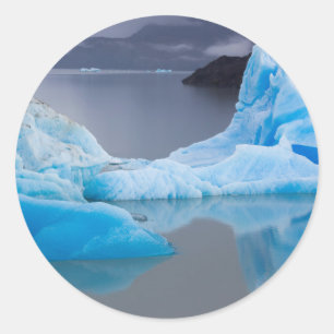 Pegatina Redonda Parque Nacional Torres del Paine, Hielo glacial