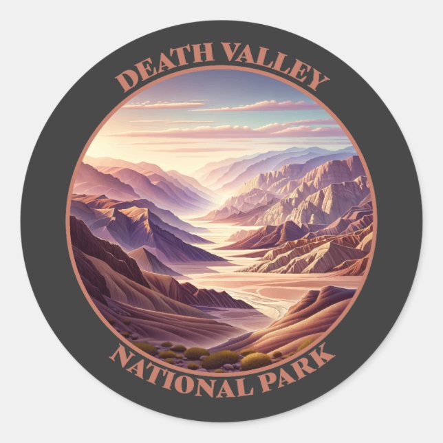 Pegatina Redonda Parque nacional Valle de la Muerte (Anverso)