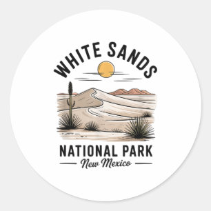 Pegatina Redonda Parque Nacional White Sands Recuerdo Nuevo México