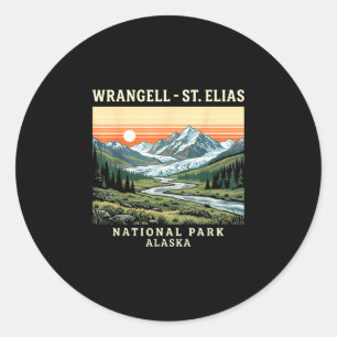 Pegatina Redonda Parque nacional Wrangell-st elias Alaska vintage