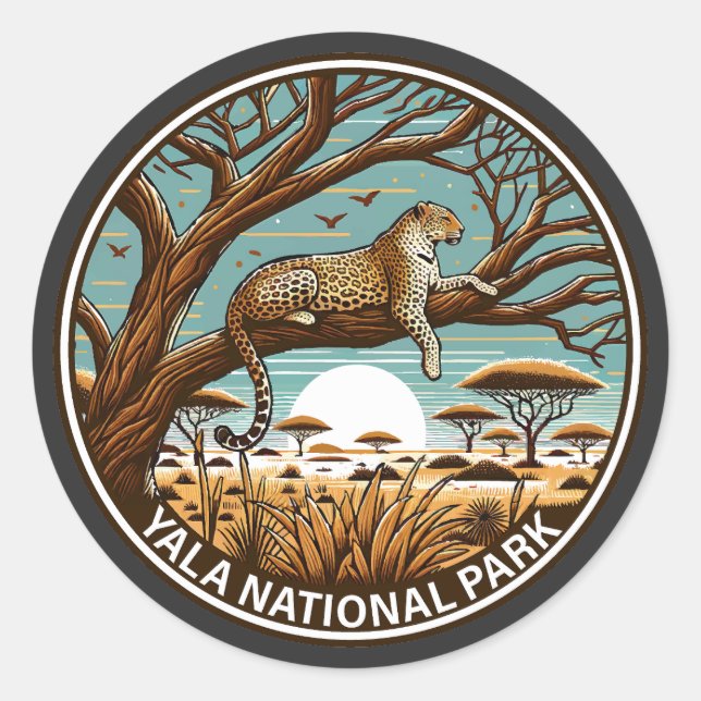 Pegatina Redonda Parque nacional Yala Sri Lanka (Anverso)