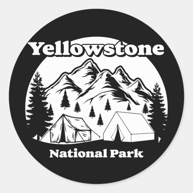 Pegatina Redonda Parque nacional Yellowstone (Anverso)