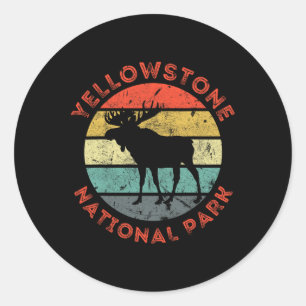 Pegatina Redonda Parque Nacional Yellowstone Wyoming Alce Senderism