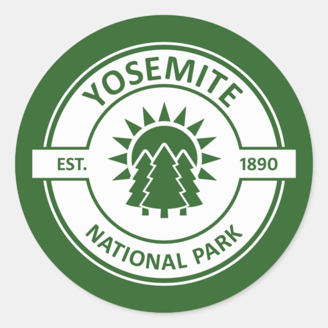 Pegatina Redonda Parque nacional Yosemite (Anverso)