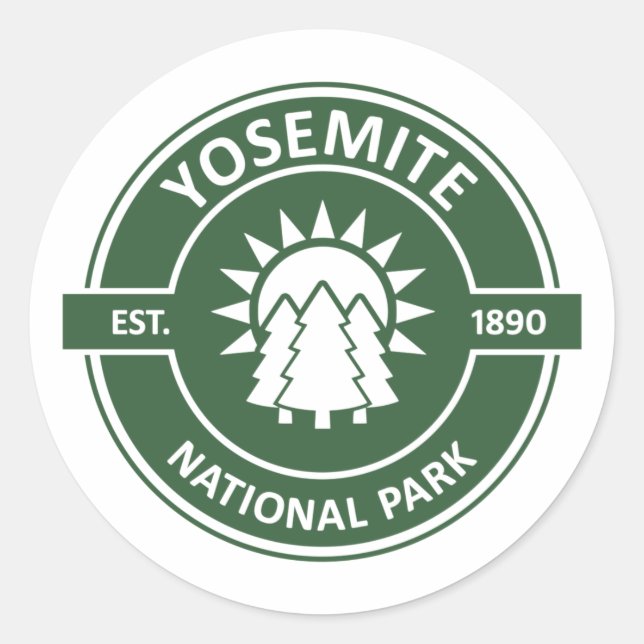 Pegatina Redonda Parque nacional Yosemite (Anverso)