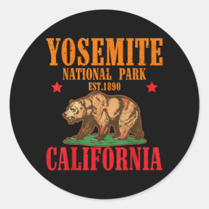Pegatina Redonda Parque Nacional Yosemite California Oso Establecid