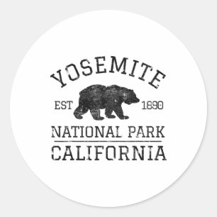 Pegatina Redonda Parque Nacional Yosemite California Oso Naturaleza