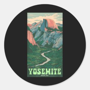 Pegatina Redonda Parque Nacional Yosemite Vintage Half-dome, Sender