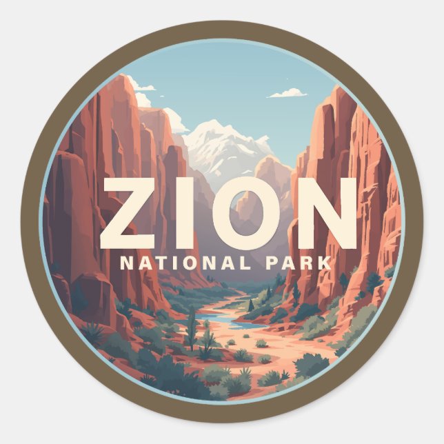 Pegatina Redonda Parque nacional Zion Utah (Anverso)