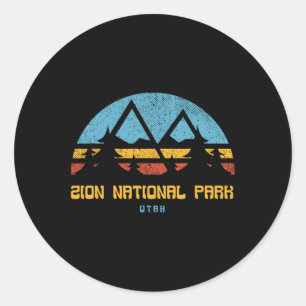 Pegatina Redonda Parque Nacional Zion Utah Regalo Retro Vintage Sen