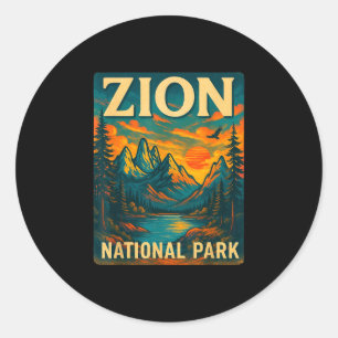 Pegatina Redonda parque nacional Zion viajes vintage al aire libre