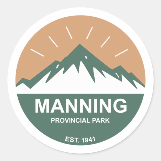 Pegatina Redonda Parque provincial de Manning (Anverso)