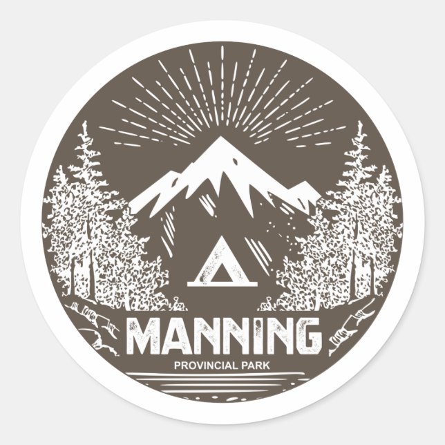 Pegatina Redonda Parque provincial de Manning (Anverso)
