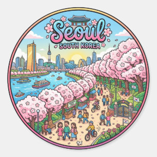 Pegatina Redonda Parque Yeouido Corea del Sur