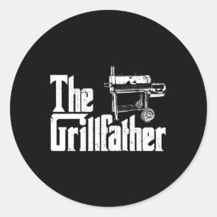 Pegatina Redonda Parrilla Ahumador Y Parrilla Chef Grillfather A La