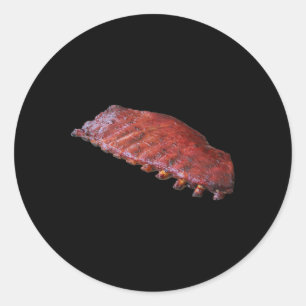 Pegatina Redonda Parrilla De Costillas De Bbq