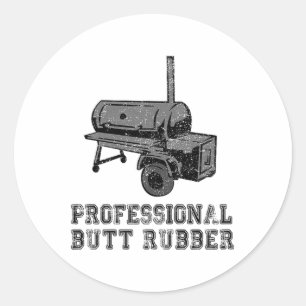 Pegatina Redonda Parrillada divertida, Bbq, Smoker, Profesional But