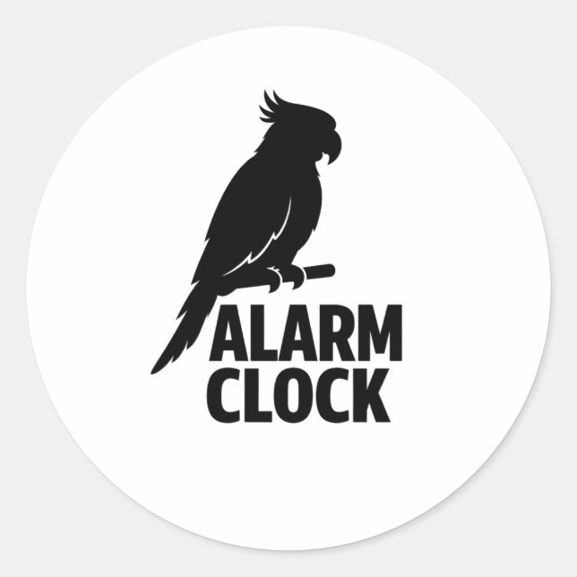Pegatina Redonda Parrot Alarm Clock Funny Pet Owner Sticker (Anverso)