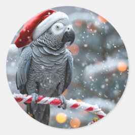 Pegatina Redonda Parrot Holiday Stickers — Maravilla de Invierno 