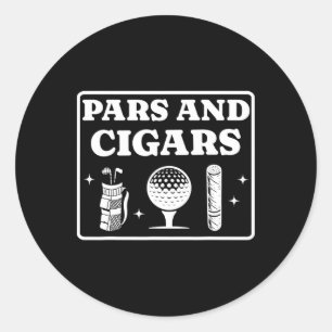 Pegatina Redonda Pars y cigarros amante del golf y fumador de cigar