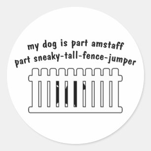 Pegatina Redonda Parte AmStaff Part Fence-Jumper