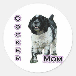 Pegatina Redonda Parti Cocker Spaniel Mom; Mom of Cocker Spaniel