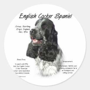 Pegatina Redonda Parti English Cocker Spaniel History