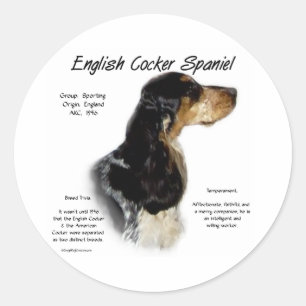 Pegatina Redonda Parti Roan English Cocker Spaniel History