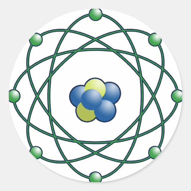 Pegatina Redonda Partículas atómicas (Anverso)
