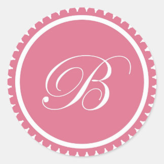 Pegatina Redonda Partida inicial B princesa monograma rosado para s