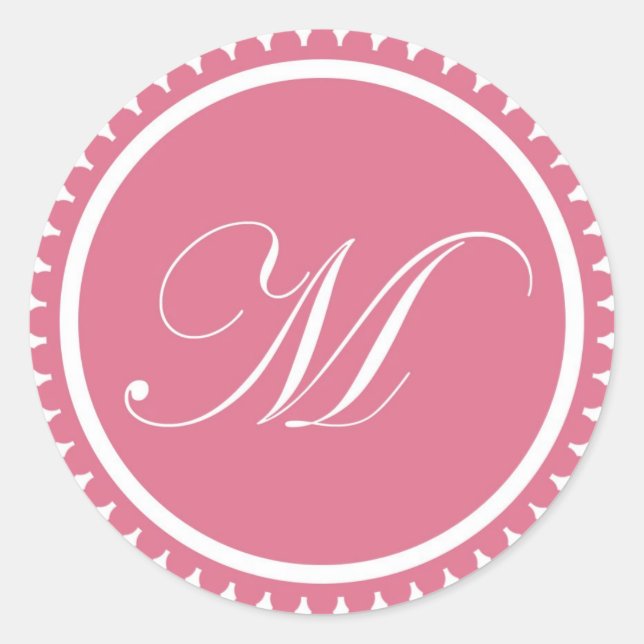 Pegatina Redonda Partida inicial M princesa monograma rosado para s (Anverso)