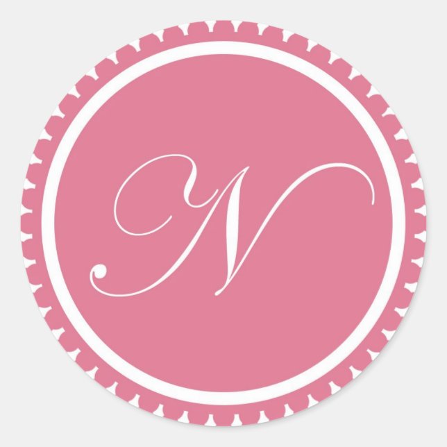 Pegatina Redonda Partida inicial N princesa monograma rosado para s (Anverso)