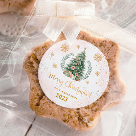 Pegatina Redonda Partidarios navidades | Rubor Gold Snowflakes