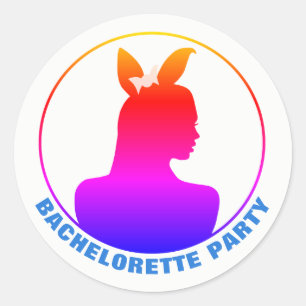 Pegatina Redonda Partido Bachelorette Chica Bunny de Miami
