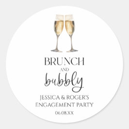 Pegatina Redonda Partido Brunch and Bubbly Engagement Brunch Favor