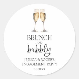 Pegatina Redonda Partido Brunch and Bubbly Engagement Brunch Favor