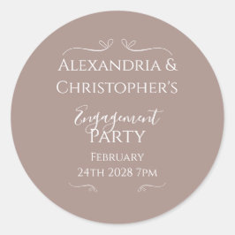 Pegatina Redonda Partido de compromiso de Bodas de Moda moderna