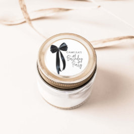 Pegatina Redonda Partido de Cumpleaños de Black Bow